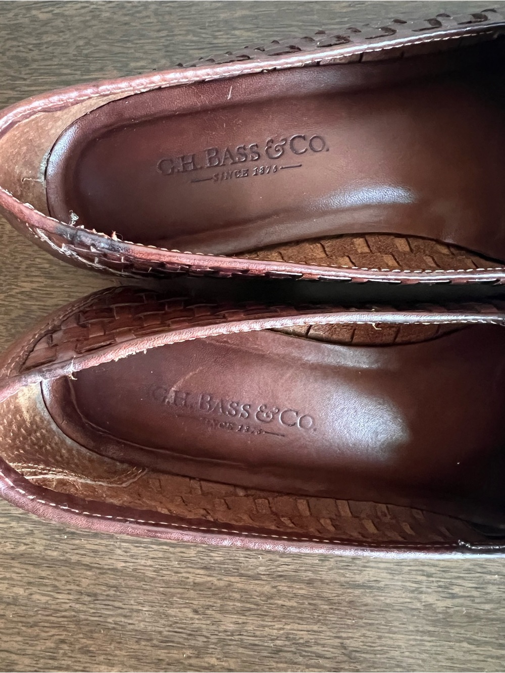 Vintage G.H. Bass & Co Women’s 6.5 M Woven Leather Loafers Brown Made in Brazil - Picture 3 of 10